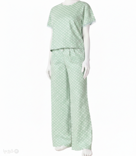 خرید ست شلوار و تیشرت نخی ناربن کد WS4012 طرح شکوفه