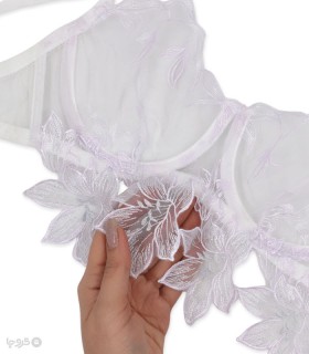 ست شورت و سوتین توری فنردار برتا گلدوزی کد 2442W