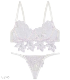 خرید ست شورت و سوتین توری فنردار برتا گلدوزی کد 2442W