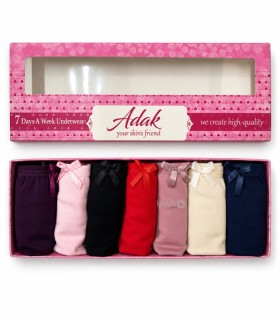 پک هفتگی شورت زنانه اسلیپ نخی Adak آداک کد 141 طرح ساده - بسته 7 عددی