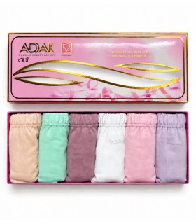 خرید پک شورت زنانه اسلیپ نخی لیفه‌ای Adak آداک کد 45 طرح ساده - بسته 6 عددی