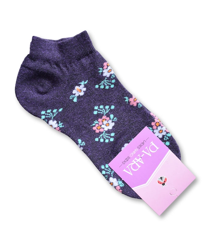 جوراب نانو مچی پاآرا طرح گل و بوته بنفش