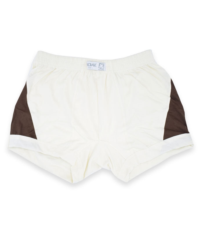 شورت مردانه نخی نیم پا Adak آداک کد 177 طرح دو رنگ شیری قهوهای