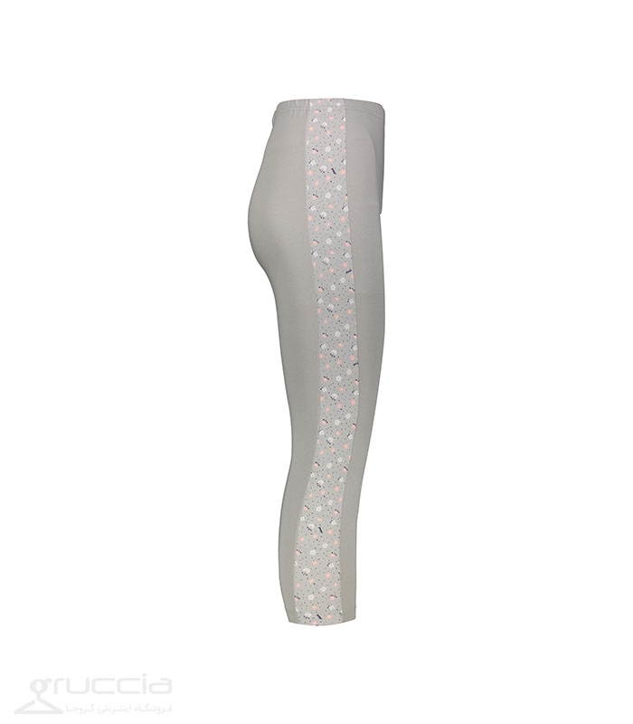 ست شلوارک و تاپ آستین حلقه ای نخی Adak آداک کد 903 طرح ساده یقه گلدار خاکستری