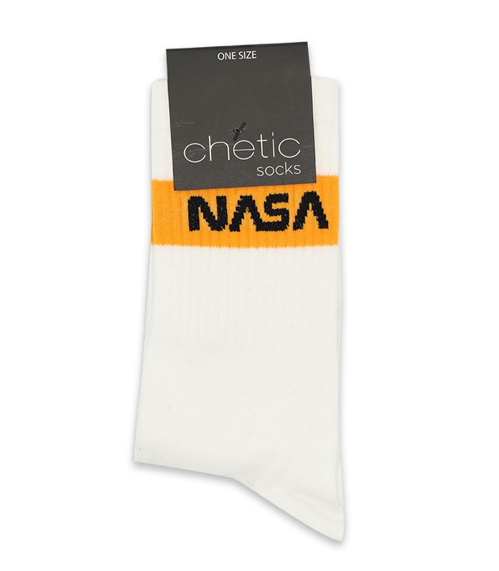 جوراب ساقدار Chetic چتیک طرح Nasa سفید نارنجی