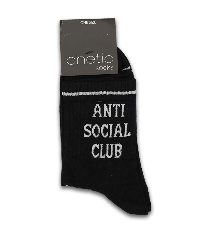 جوراب نیم ساق Chetic چتیک طرح Anti Social Club مشکی