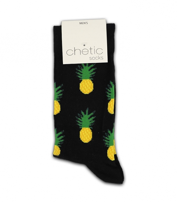 جوراب ساقدار Chetic چتیک طرح آناناس مشکی