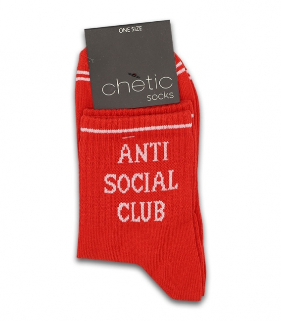 جوراب نیم ساق Chetic چتیک طرح Anti Social Club قرمز