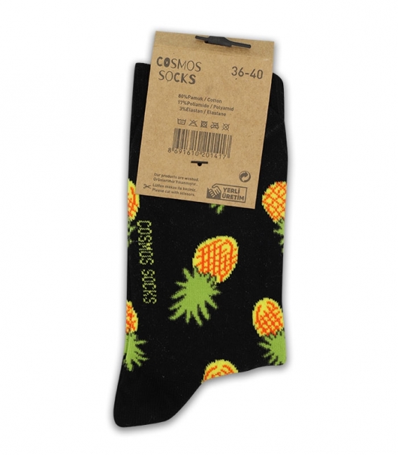 جوراب ساقدار Cosmos کازموس طرح آناناس مشکی