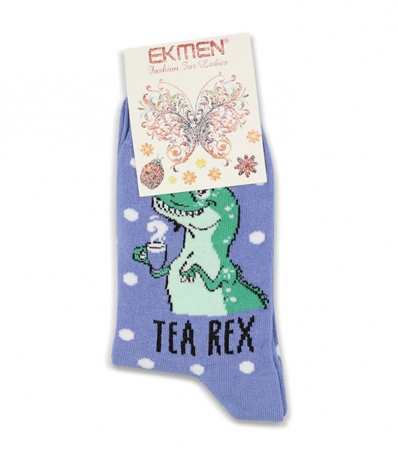 جوراب ساقدار Ekmen اکمن طرح Tea Rex بنفش روشن