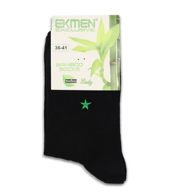 جوراب بامبو ساقدار Ekmen اکمن طرح ستاره سبز مشکی