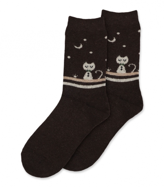 جوراب پشمی Coco & Hana ساقدار طرح گربه در شب زمستانی