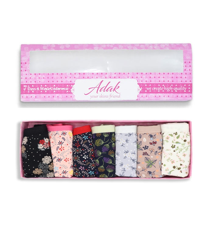 پک هفتگی شورت زنانه اسلیپ نخی Adak آداک کد 141 مدل F - بسته 7 عددی