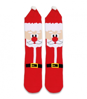 جوراب حوله‌ای منگوله‌دار کف استپ‌دار ساقدار Ekmen طرح بابانوئل قرمز