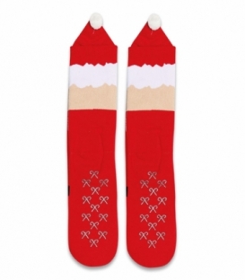 جوراب حوله‌ای منگوله‌دار کف استپ‌دار ساقدار Ekmen طرح بابانوئل قرمز