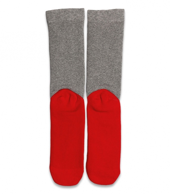 جوراب حوله‌ای ساقدار Ekmen طرح بابانوئل خاکستری و قرمز