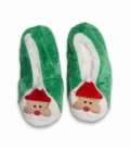 پاپوش پشمی گوشدار کف استپدار طرح بابانوئل سبز سفید