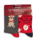 پک جوراب The Perfect Gift ساقدار Ekmen اکمن طرح گوسفند و سگ قرمز خاکستری تیره
