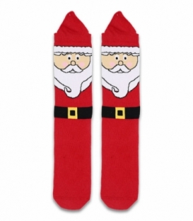 جوراب حوله‌ای کف استپ‌دار ساقدار Ekmen اکمن طرح بابانوئل برفی قرمز