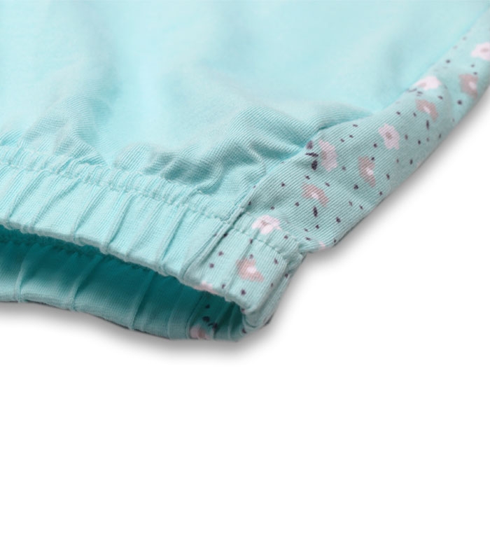 ست شلوارک و تاپ آستین حلقه ای نخی Adak آداک کد 903 طرح ساده یقه گلدار سبز