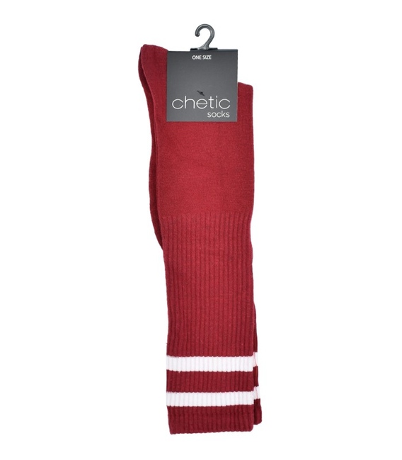 جوراب Chetic چتیک زیر زانو قرمز خط دار سفید