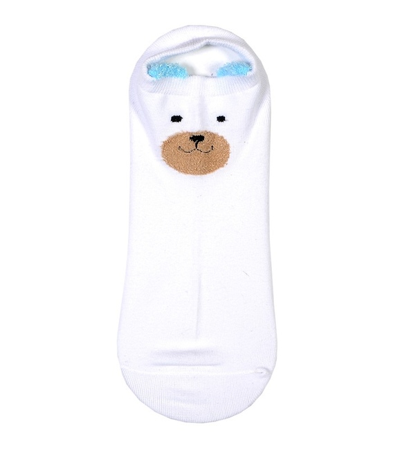 جوراب مچی گوش‌دار طرح خرس خندان سفید