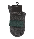 جوراب Chetic چتیک لمه‌ای خاکستری حاشیه سبز