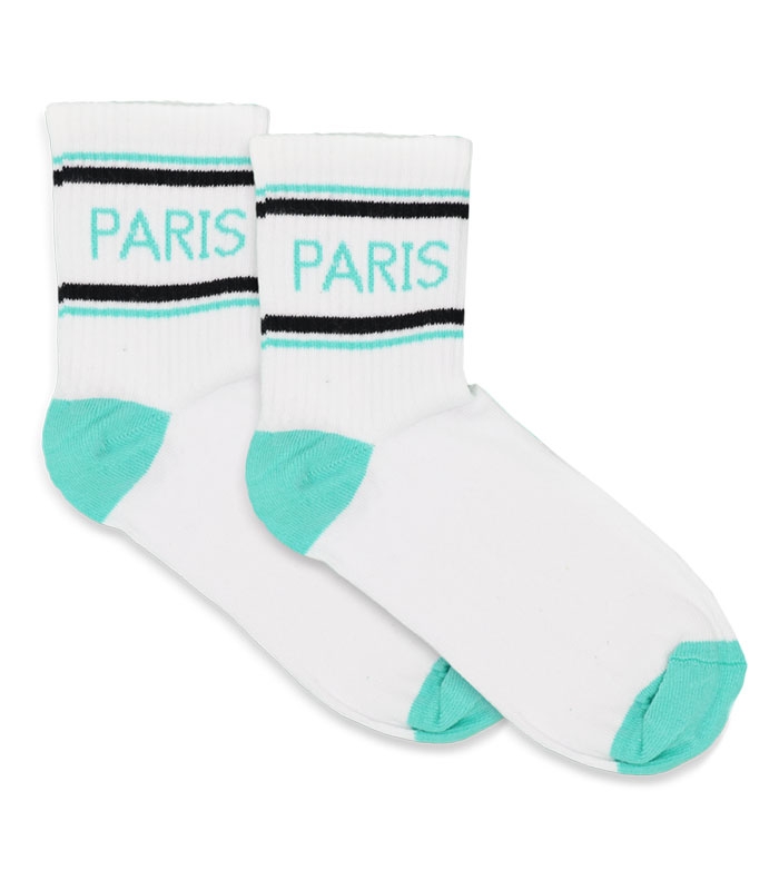 جوراب نیم ساق Ekmen اکمن چهار خط PARIS سبز آبی سفید
