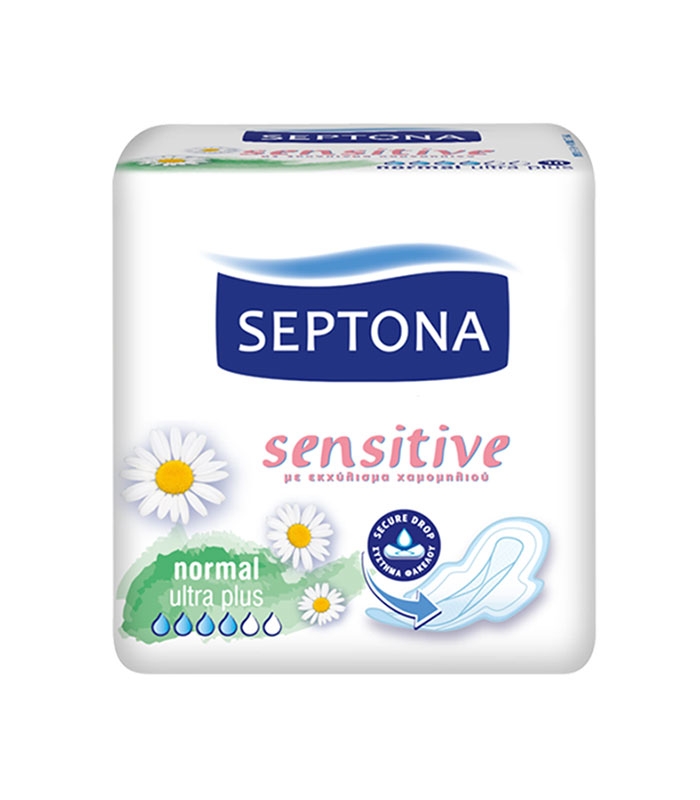 نوار بهداشتی بالدار قطر نازک کتانی معطر Septona سپتونا Sensitive مدل Normal - بسته 10 عددی