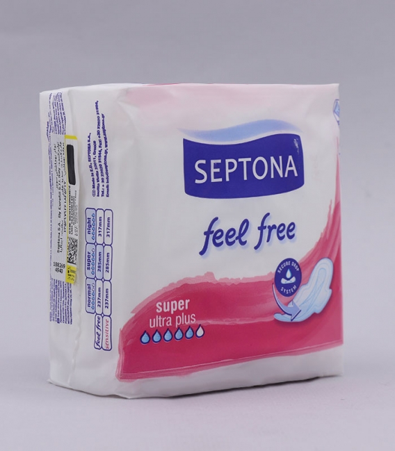نوار بهداشتی بالدار قطر نازک کتانی Septona سپتونا Feel Free مدل Super - بسته 8 عددی