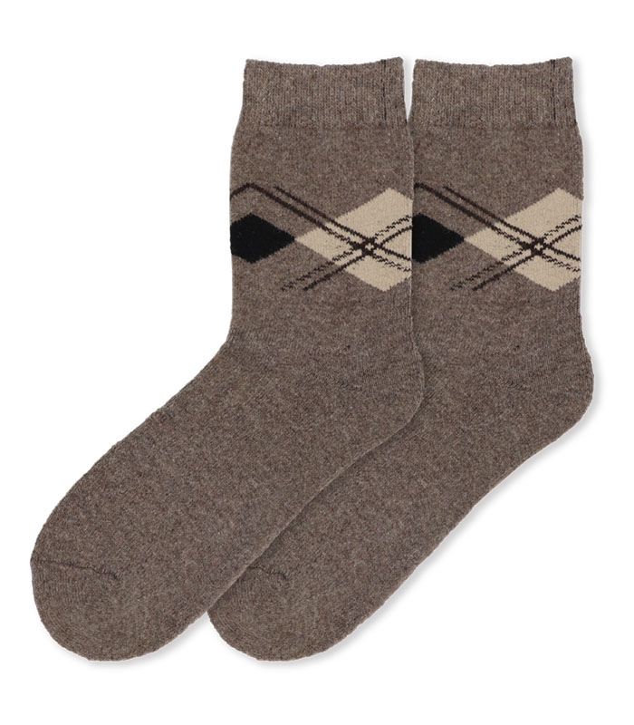 جوراب پشمی حوله‌ای Coco & Hana ساقدار طرح آرگایل A خاکی