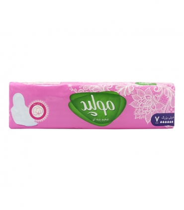 نوار بهداشتی بالدار ضخیم کتانی مولپد Molped مدل Classic خیلی بزرگ کد 406 - بسته 7 عددی