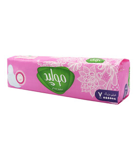نوار بهداشتی بالدار ضخیم کتانی مولپد Molped مدل Classic خیلی بزرگ کد 406 - بسته 7 عددی