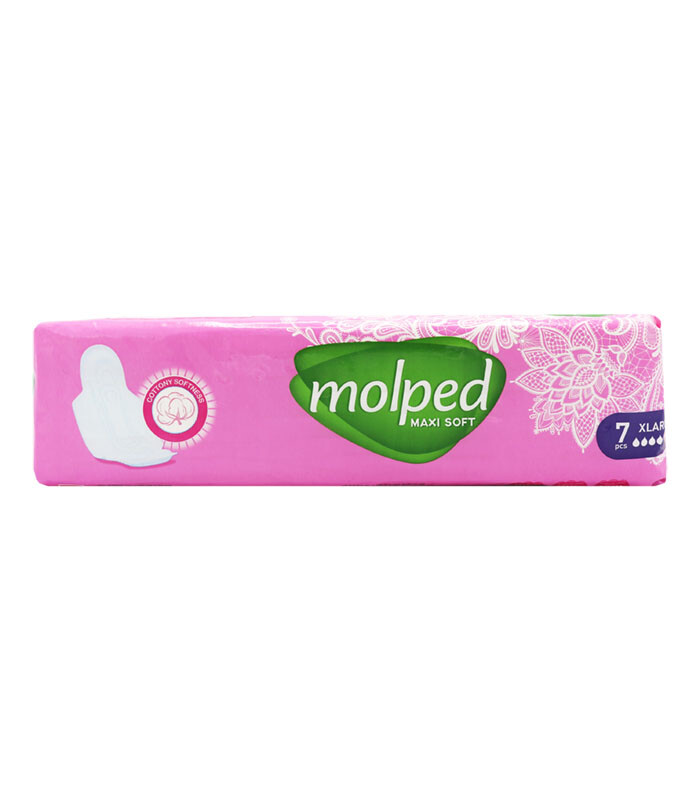 نوار بهداشتی بالدار ضخیم کتانی مولپد Molped مدل Classic خیلی بزرگ کد 406 - بسته 7 عددی