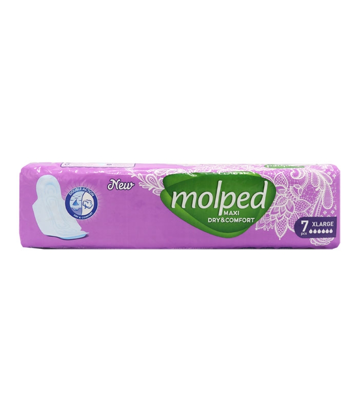 نوار بهداشتی بالدار ضخیم مشبک مولپد Molped مدل Extra خیلی بزرگ کد 409 - بسته 7 عددی