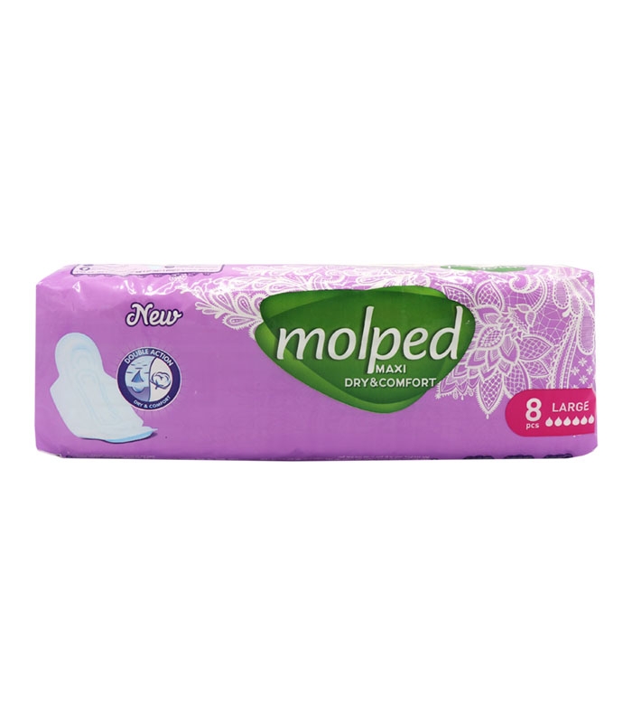 نوار بهداشتی بالدار ضخیم مشبک مولپد Molped مدل Extra بزرگ کد 408 - بسته 8 عددی