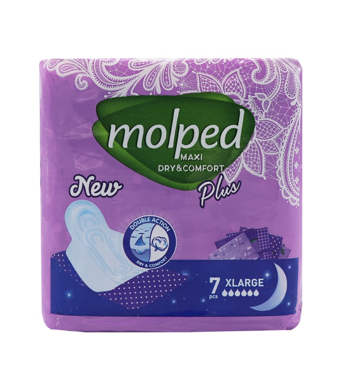 نوار بهداشتی بالدار ضخیم مشبک مولپد Molped مدل Extra خیلی بزرگ بسته بندی تکی کد 412 - بسته 7 عددی