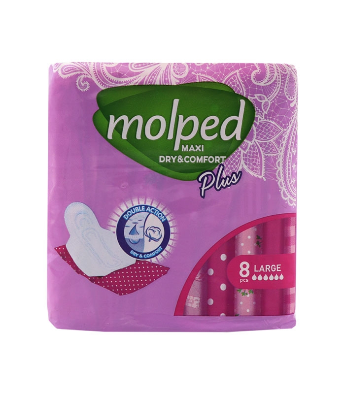 نوار بهداشتی بالدار ضخیم مشبک مولپد Molped مدل Extra بزرگ بسته بندی تکی کد 411 - بسته 8 عددی