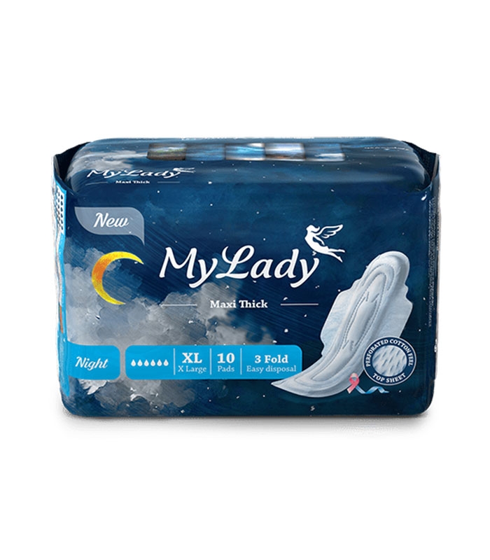 نوار بهداشتی بالدار نیمه ضخیم مشبک MyLady مای لیدی مدل Maxi Night خیلی بزرگ کد 699 - بسته 10 عددی