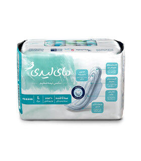 نوار بهداشتی بالدار نیمه ضخیم کتان MyLady مای لیدی مدل Maxi Sensitive بزرگ کد 697 - بسته 10 عددی