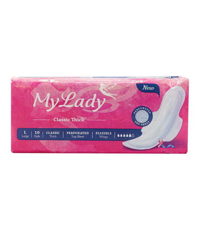 نوار بهداشتی بالدار ضخیم مشبک MyLady مای لیدی مدل Classic بزرگ کد 704 - بسته 10 عددی