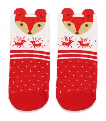 جوراب مچی گوشدار طرح روباه کریسمسی