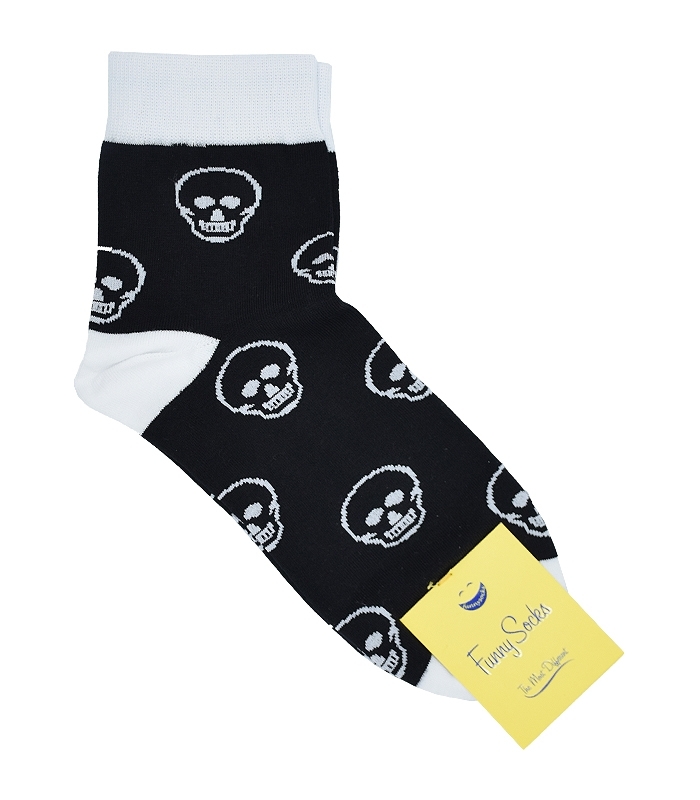 جوراب فانی ساکس نیم ساق مردانه طرح اسکلت مشکی سفید