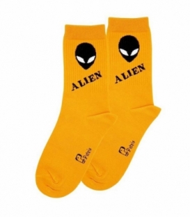 جوراب ساقدار کش انگلیسی نانو پاتریس طرح Alien خردلی