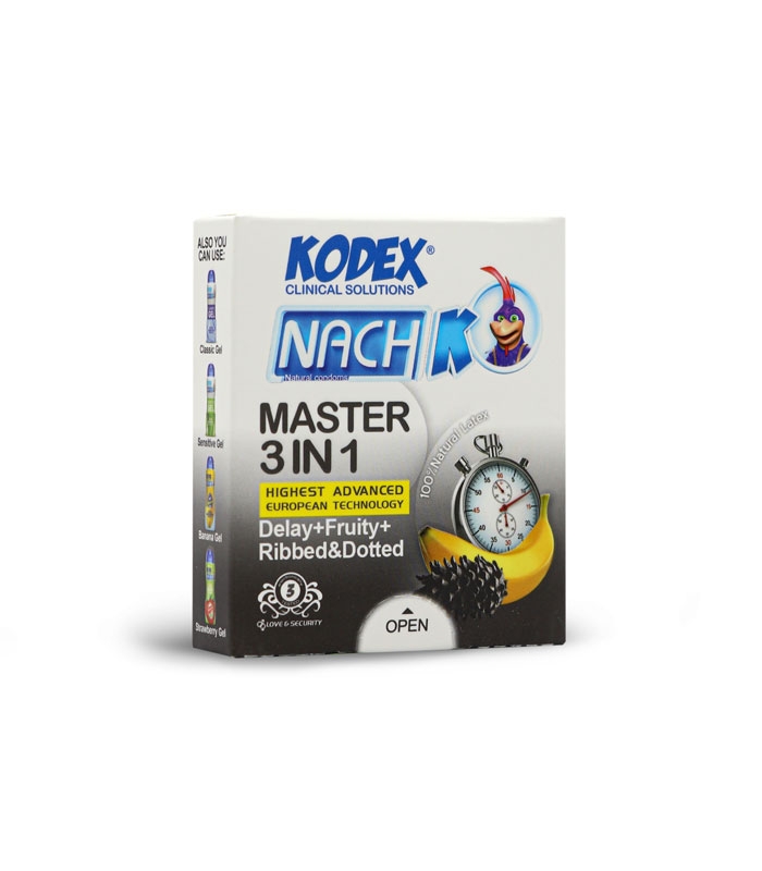 کاندوم تحریک کننده تاخیری ناچ کدکس Nach Kodex مدل Master 3 IN 1 - بسته 3 عددی