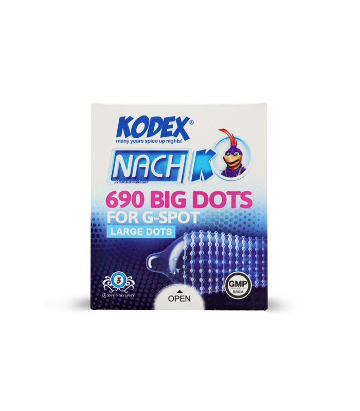 کاندوم خاردار تحریک کننده ناچ کدکس Nach Kodex مدل 690 Big Dots - بسته 3 عددی