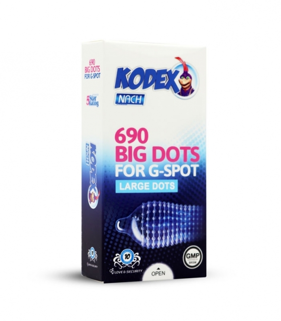 کاندوم خاردار تحریک کننده ناچ کدکس Nach Kodex مدل 691 Big Dots - بسته 10 عددی