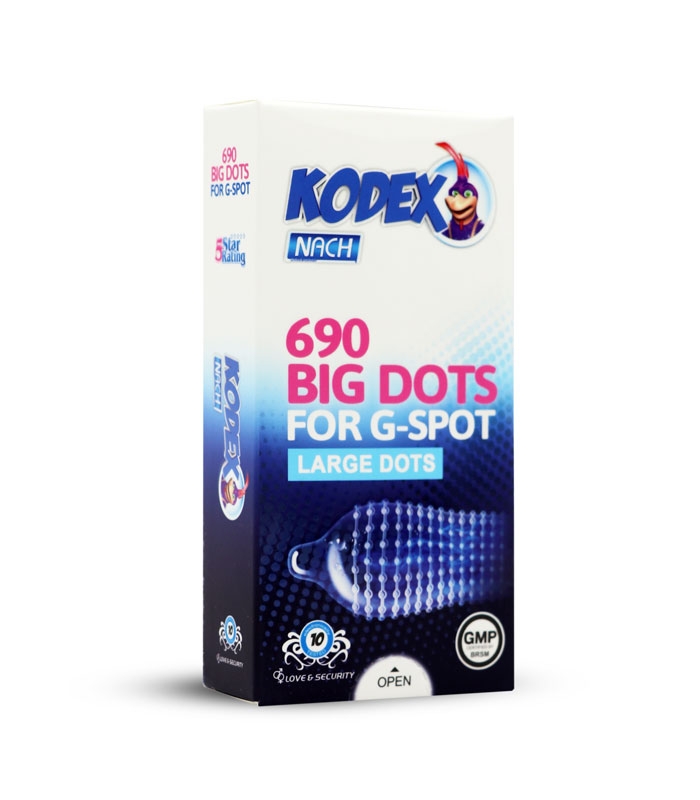 کاندوم خاردار تحریک کننده ناچ کدکس Nach Kodex مدل 691 Big Dots - بسته 10 عددی