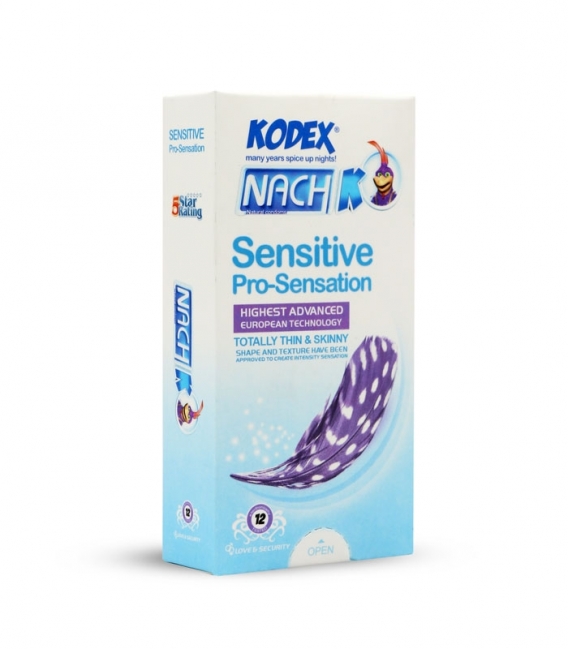 کاندوم بسیار نازک تحریک کننده ناچ کدکس Nach Kodex مدل Sensitive Pro-Sensation - بسته 12 عددی