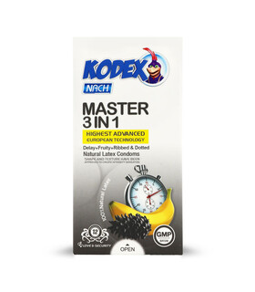 کاندوم خاردار تحریک کننده تاخیری ناچ کدکس Nach Kodex مدل Master 3 IN 1 - بسته 12 عددی